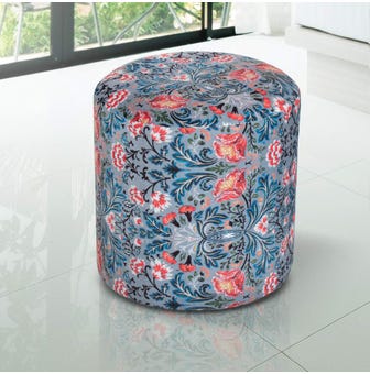 Zora Round Fabric Ottoman Without Leg In Multi Color