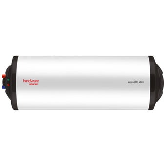 Hindware Atlantic Cristallo Slim 15L 3-Star Horizontal Water Heater With Highly Durable Glass Lined Tank & left hand side orientation