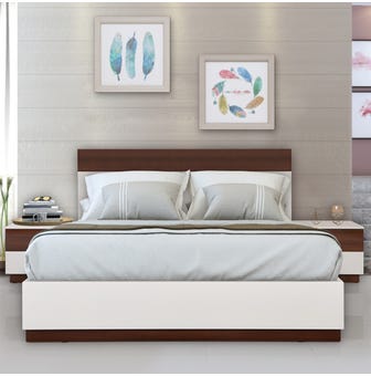 Element Engineerwood King Bed With Full Hydraulic Storage White   Walnut