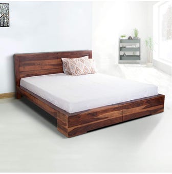 Osage Plus Solidwood King Bed Without Storage in Walnut Color