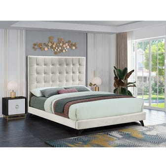 Sylvia Queen Size Upholstered Bed in White