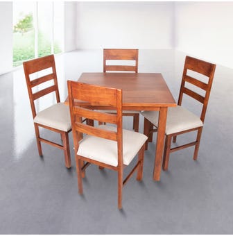 Evok Lite Abbey Solidwood dining Set 1+4 in Walnut color