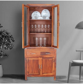 Attire Solidwood Buffet With Hutch In Honey Color