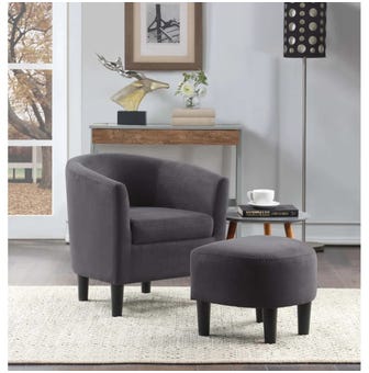 Pitts Accent Chair With Ottoman Grey By Doe Buck