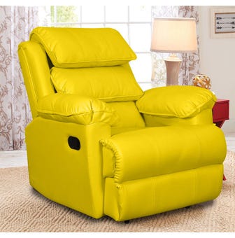 Diana Leatherette 1 Seater Manual Recliner Sofa In Yellow
