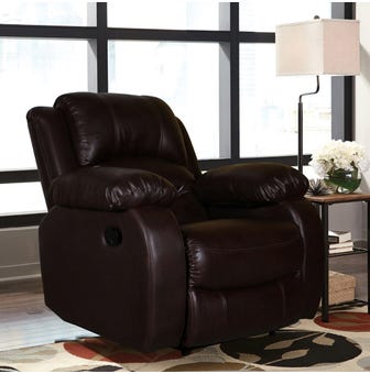 Rodrigo Leatherette Manual Recliner Sofa 1 Seater In Brown