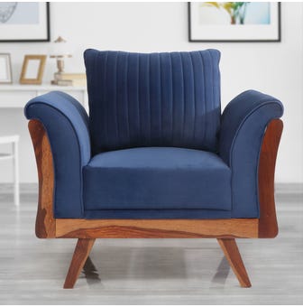 Anderson Fabric 1 Seater Sofa - Blue