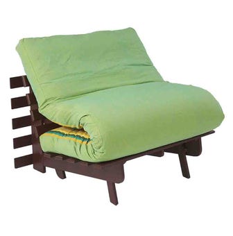 Single Futon Engineered Wood Sofa Cum Bed With Mattress - Fluorescent Green