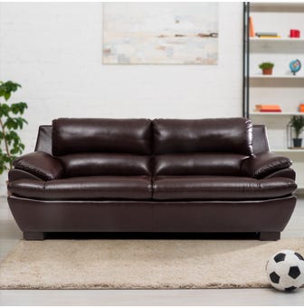 Arthur New Leatherette Sofa 3 Seater In Dark Brown