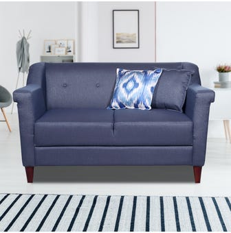 Walter 2 Seater Fabric Sofa In Blue