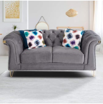 Cosmin Fabric Sofa 2 Seater in Grey color