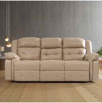 Sweden New Leatherette Manual Recliner Sofa 3 Seater in Beige color