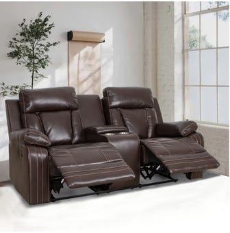 Vista Leatherette Manual Recliner 2 Seater-In Brown Color