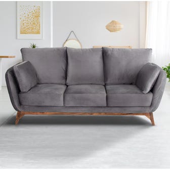 Alfredo Fabric 3 Seater Sofa in Grey color