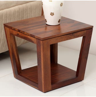 Euro Solidwood End Table-Walnut