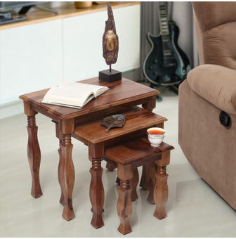 Isaac Solidwood Nesting Table Set Of 3 (Walnut)