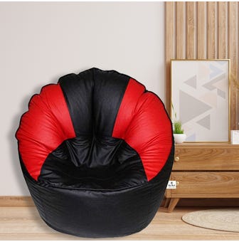 Jumbo Chair/Muddha Bean Bag Cover  In Black Red