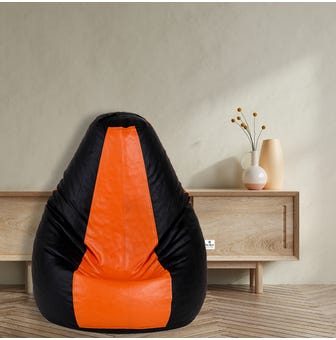 Tear Drop Bean Bag Cover Without Beans (Xxl) In Orange Black