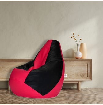 Tear Drop Bean Bag Cover Without Beans (L) In Pink Black