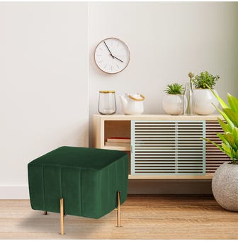 Bily Square Gold Ottoman Stainless Steel In Green