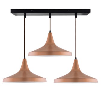 3-Lights Linear Cluster Chandelier Modern Danish Hanging Light, Rose Gold