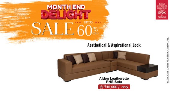Alden Leatherette Lhs Sofa Sale Offers- Evok